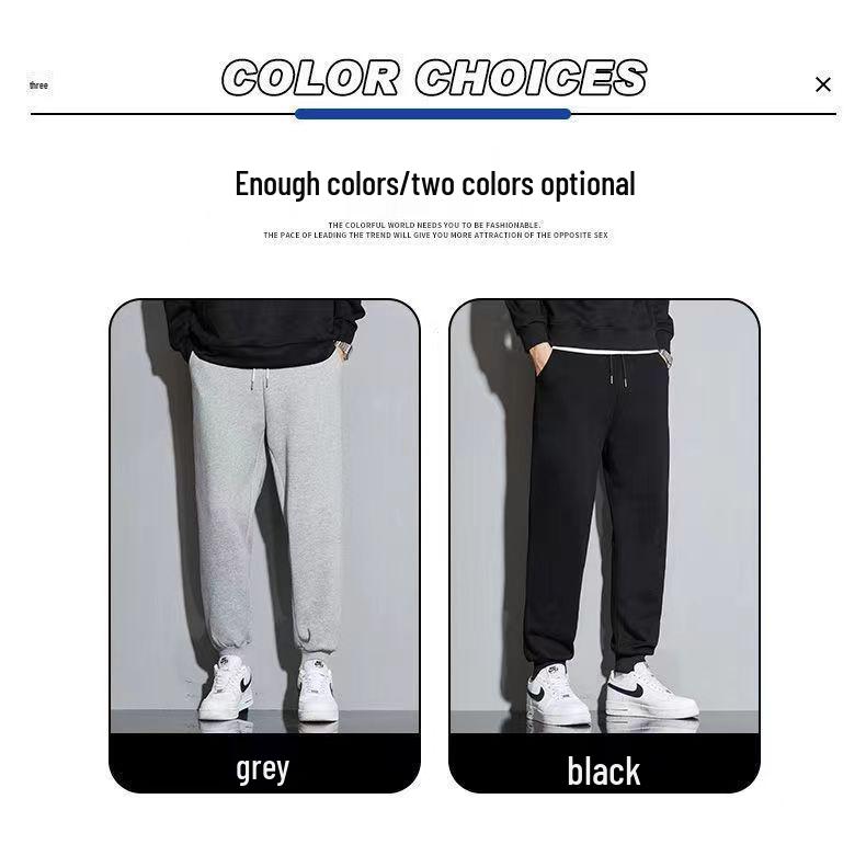 2025 Men's Pure Cotton Cuffed Sweatpants: Casual, Breathable, Loose-Fit, Versatile Knitted Sports Pants for Autumn.