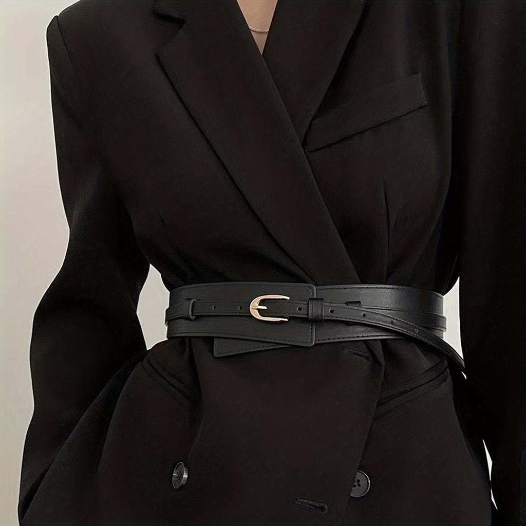 1PC Leather Detachable Girdle Stylish Pin Buckle Wide Waistband Vintage Coat Dress Belt For Women