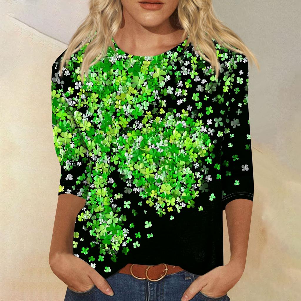 Dámský módní ležérní svetr s kulatým výstřihem a tříčtvrtečním rukávem s potiskem Saint Pao