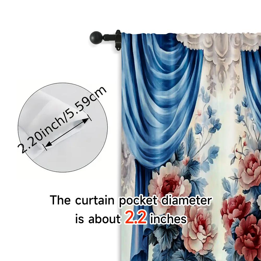 2 Stück Vorhänge mit Blumendruck Dekorative Fenstervorhänge Fensterdekorationen für Schlafzimmer Wohnzimmer Heimdekoration Raumdekoration_ai1