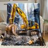 Construction Excavator Print Flannel Blanket Soft Lightweight for Sofa Camping Travel Home Office Use