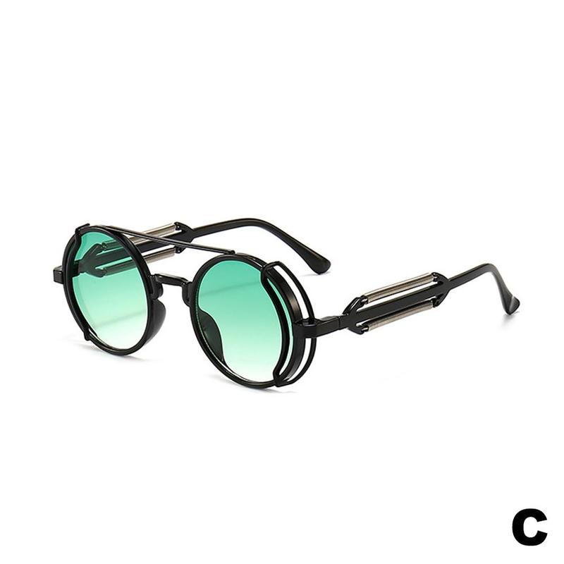 Round Frame Punk Sunglasses Retro Avant-garde Trend European/American And Hollow Men Colorful S B4W8