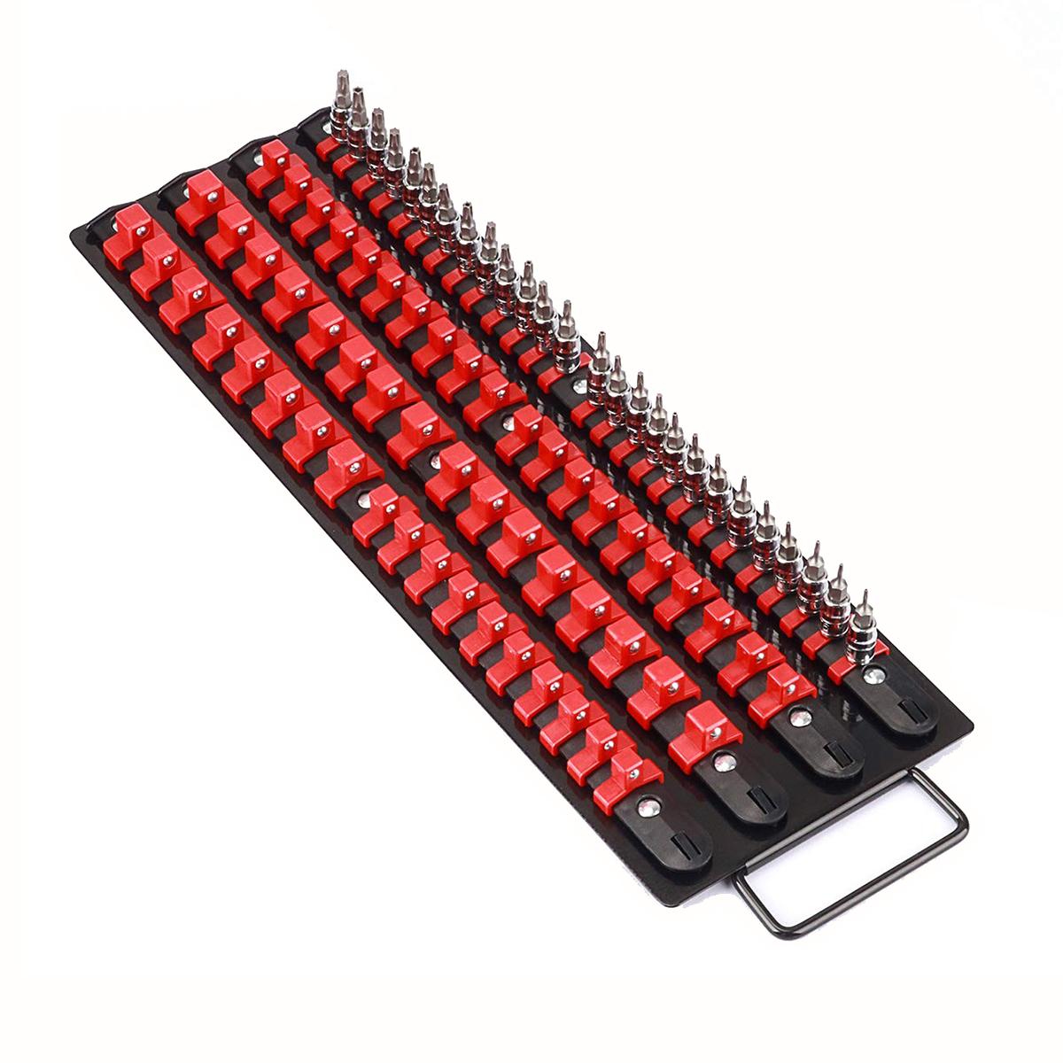 

Handled Socket Organizer with 80 Socket , 1/4 3/8 1/2 Socket Holder for Workshop/Garage A