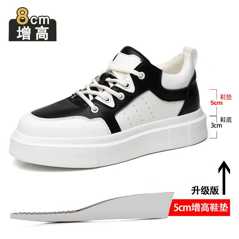 Inner Heightening Board Shoes Men's 8cm Senior Sense 2025 New Leather Breathable Sports and Leisure Shoes Light Platform Men's Shoes