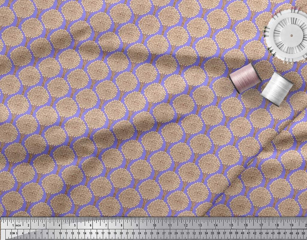 Soimoi Japan Crepe Satin Fabric Floral & Tree Print Fabric by the metre 42 Inch