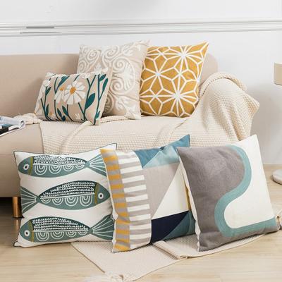 Nordic Style Canvas Embroidered Pillowcase Cover Sofa Decoration Cushion Covers 45x45cm /30x50cm