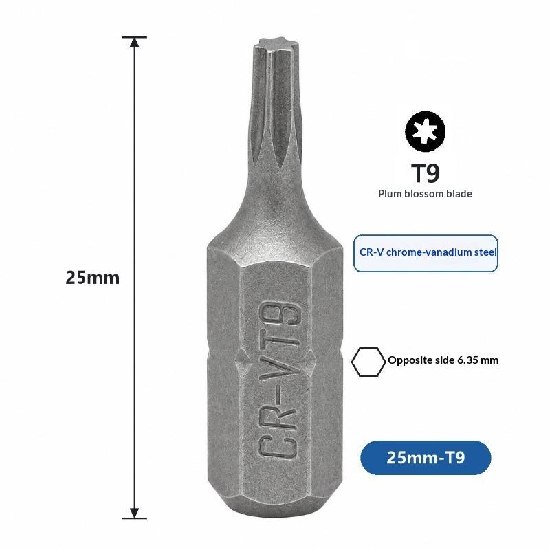 5Pcs Torx Screwdriver Bit 1/4" Hex Shank T8/T9/T10/T15/T20/T25/T27/T30/T35/T40/T45 Head 1" Length 6 Point Security Drill Bits