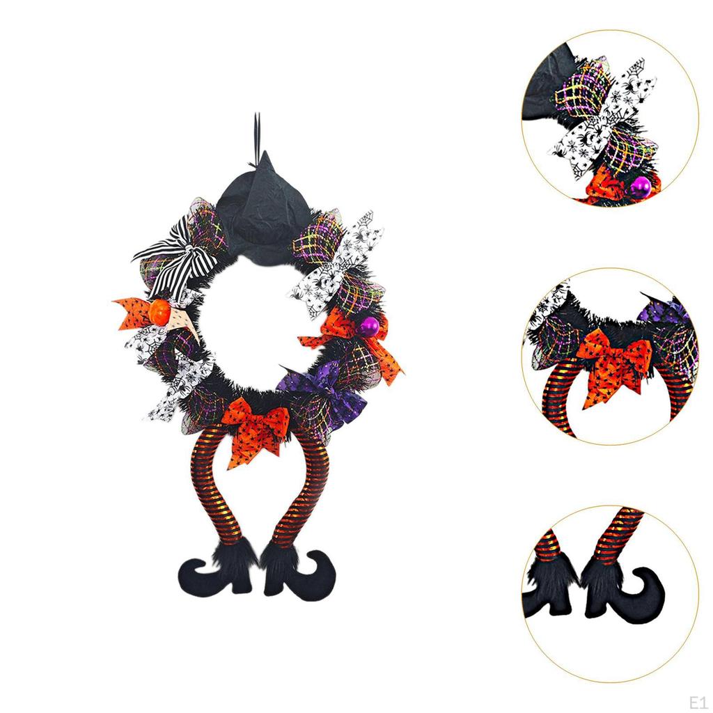 Halloween Wreath Gnome with Legs Front Door Ornament Pendant Hanging for Haunted House