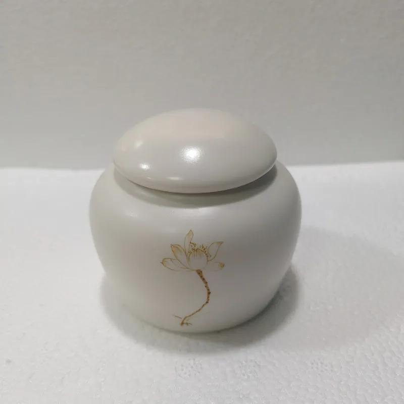 Ceramic Tea Caddy Small Mini Portable Oolong Tea Storage Tank Travel Tea Boxes Powder Sealed Jar Tea Containers Spice Candy Jar