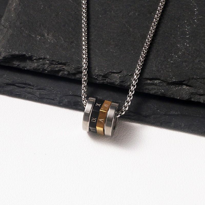Rotatable Roman numeral small waist necklace two-color ring fashion pendant light luxury style 60CM