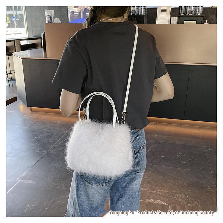 2026 Faux Fox Fur Crossbody Belt Bag - Plush Winter Tote for Girls