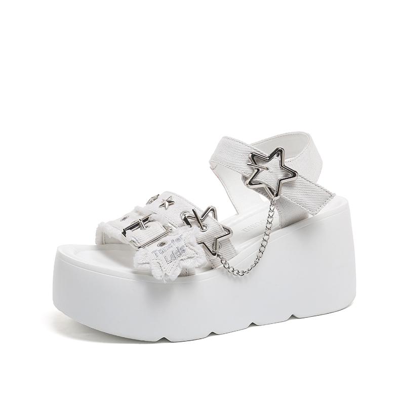 

9СМ Панк Готика Платформа Холщовые Туфли Открытый Носок Пряжка Ремешки Летние Сексуальные Клепки Толстый Каблук Обувь Гладиаторские Сандалии Женские 42