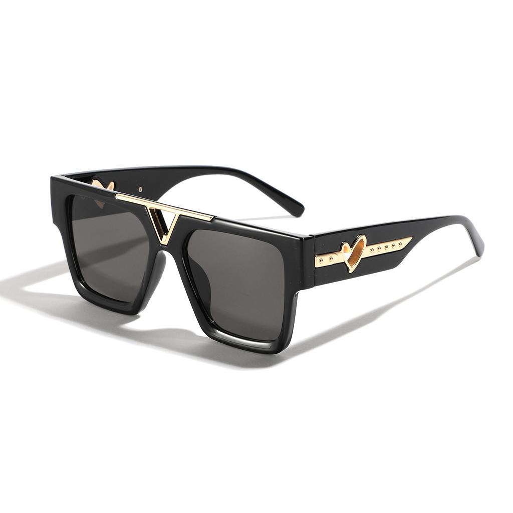 Glasses Love Legs Square Large Frame Semi-Metal Sunglasses Men'S Face Covering Versatile Sunglasses Women'S Personality