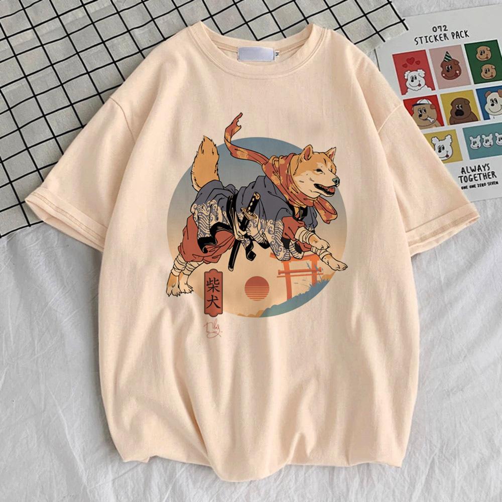 Shiba Inu Tshirt Teen Graphic Pop Culture Grunge Digital University Shirt Trendy Vintage Anime Breathable Hip Hop 2000s
