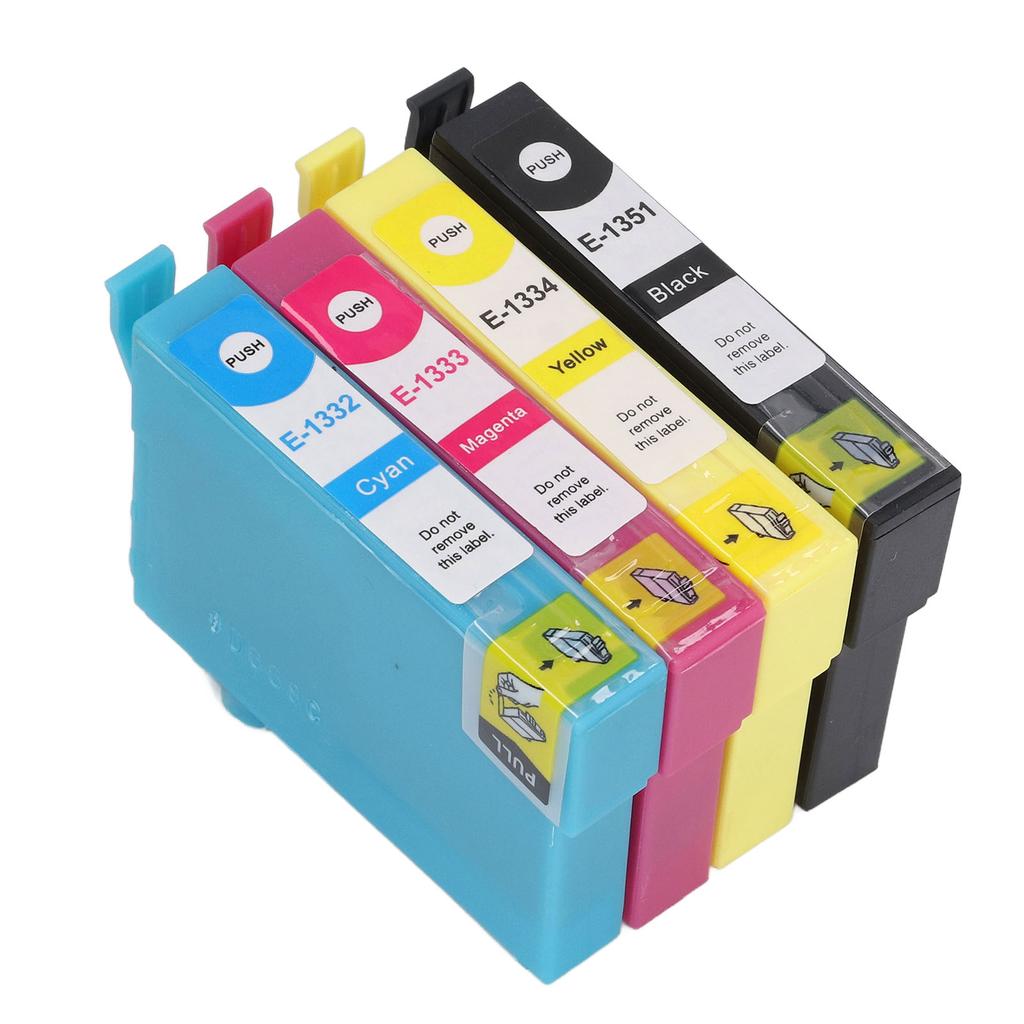 4 Pcs Ink Cartridge Black Cyan Magenta Yellow Smoothly Accurate Clear Anti Fade Printer Ink Cartridge for Stylus T1351