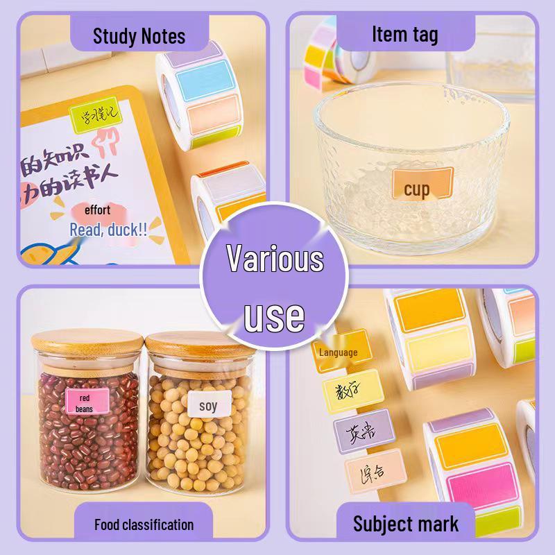 Small Colored Sticky Note Labels for Students - Self-Adhesive Classification & Name Stickers
