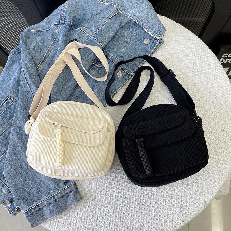 Youth Fashion Small Shoulder Bag With Hidden Zipper And Multicolor Cotton Material