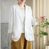 2024 Autumn Women's Cotton Linen Long Sleeve Jacket - Japanese Literary Style