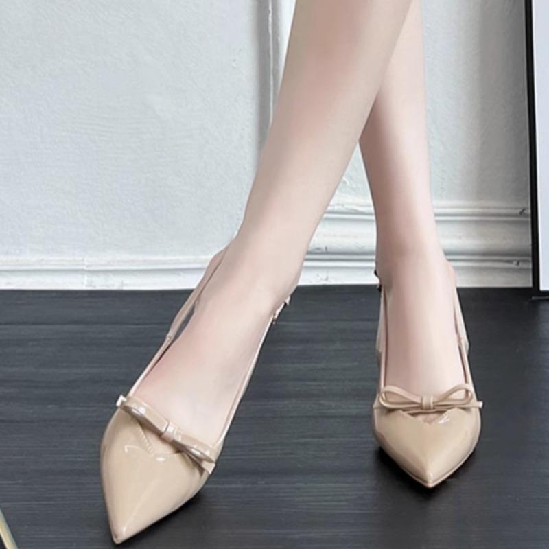 Fashion Women's Fashion Pointy Toe Shallow Mouth Butterfly Knot Line with Non-slip Wear-resistant High-heeled Shoes
