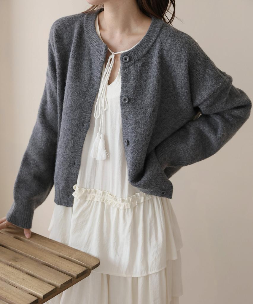 Bbaebbae Round Neck Simple Cozy Button Knit Cardigan 3 Colors