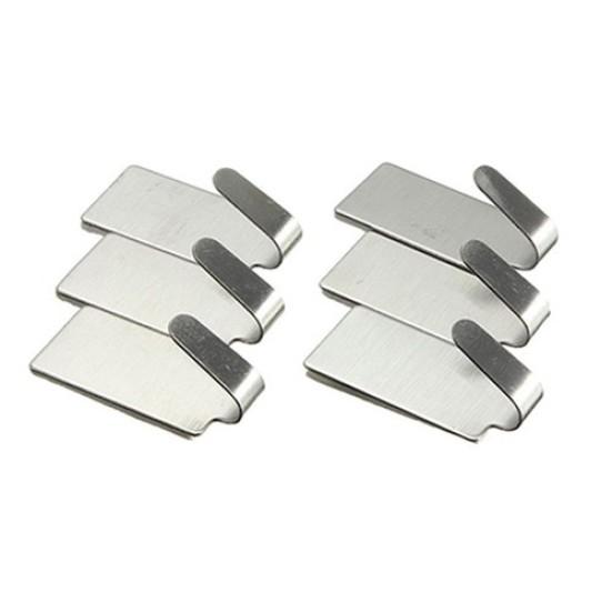 6Pcs/Lot Self Adhesive Stainless Steel Wall Glass Stick Hooks Hangers Holders