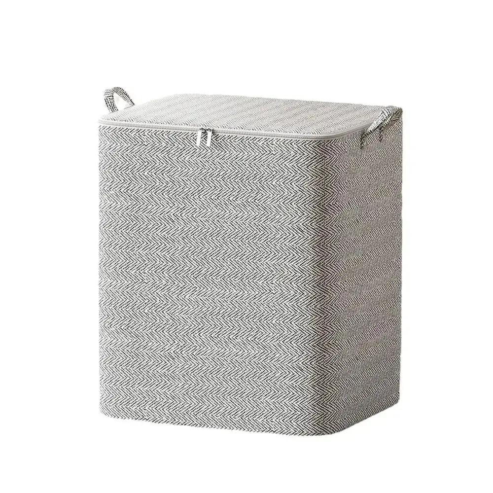 

150/220L Non-woven Storage Bag with Lids Zipper Foldable Clothes Quilt Bins Container Large Capacity Dust-proof Bag Organize