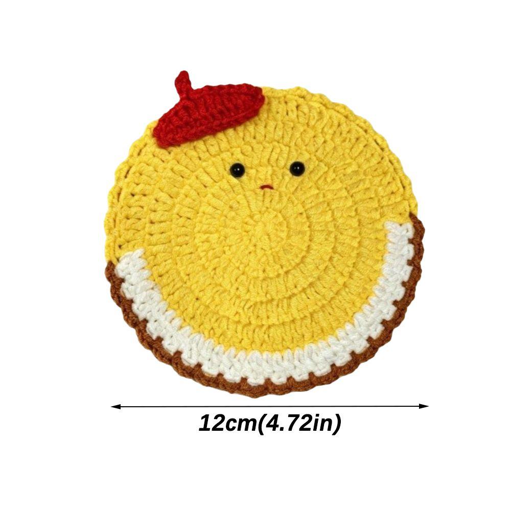 Handmade Crochet Craft Crochet Animal Coaster Non-slip Base Animal Shape Design Knitted Drink Coaster Creative Cartoon Style
