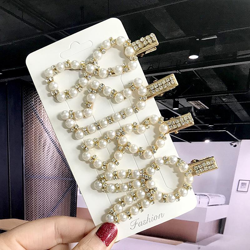 Barrettes For Women Girls Hairpins Side Clip Set Hair Jewelry Korean Pearl Crystal Hair Clip Hair Accessories Hairgrip