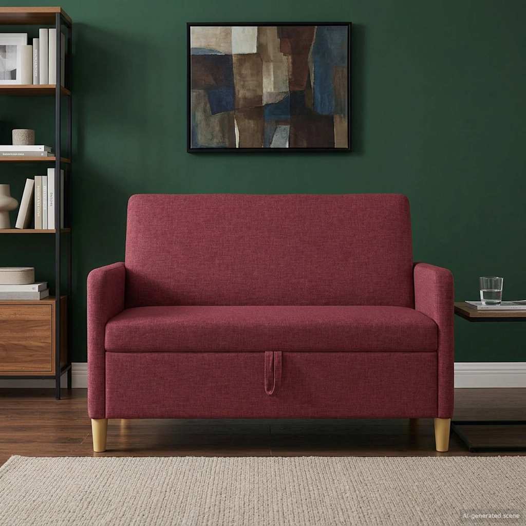 Storage Sofa In Burgundy 122 X 78 X 87 Cm Polyester