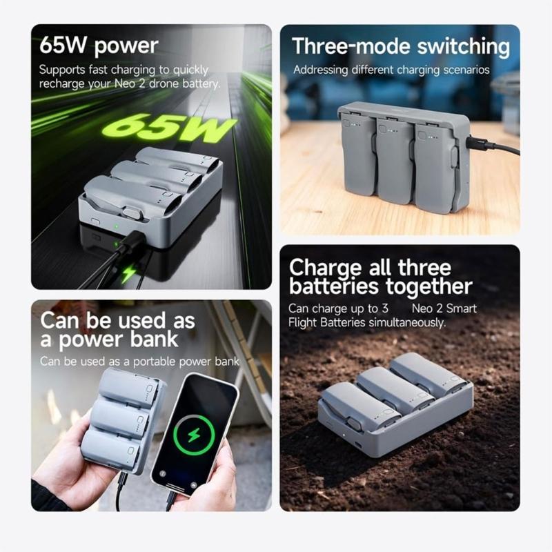 Efficient Charging Station For Camera Batteries Featuring 65W Rapid Power Delivery And Backup Energy Function