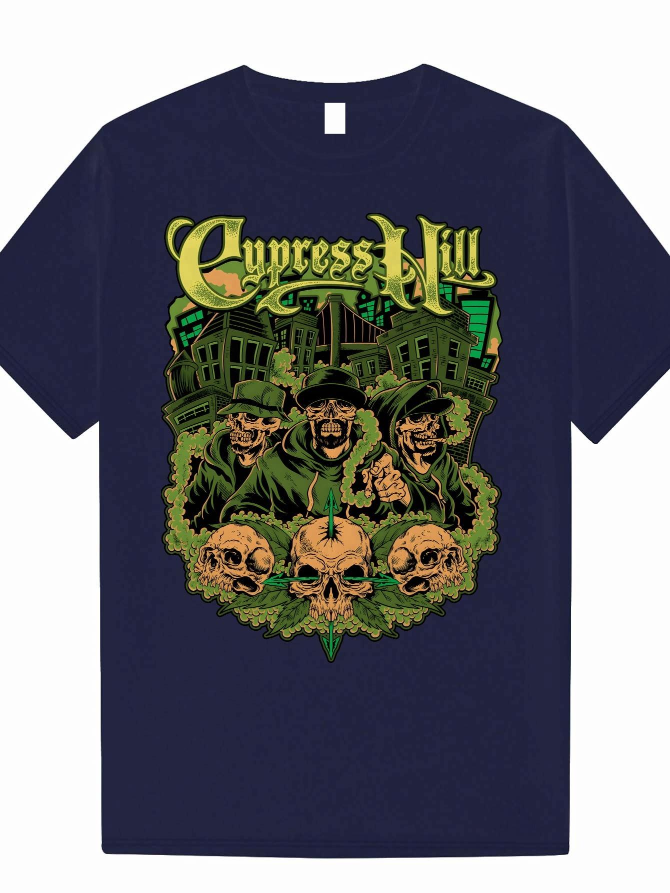 

Футболка с принтом в виде черепа в уличном стиле, мужская модная повседневная одежда, футболка с коротким рукавом, свободная и удобная, на каждый день, мужская одежда S