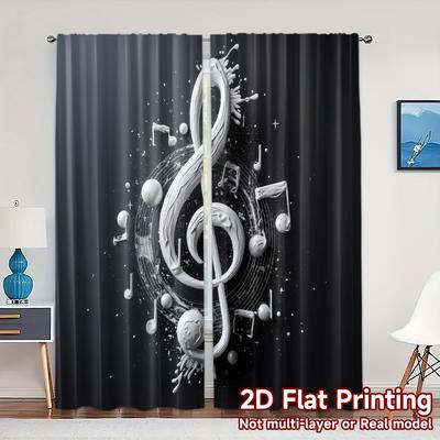 2pcs 2D FLAT PRINTING Curtains (Without Rod) Melody Splash Modern Modern Curtains Versatile Polyester Curtains Art Deco Festive