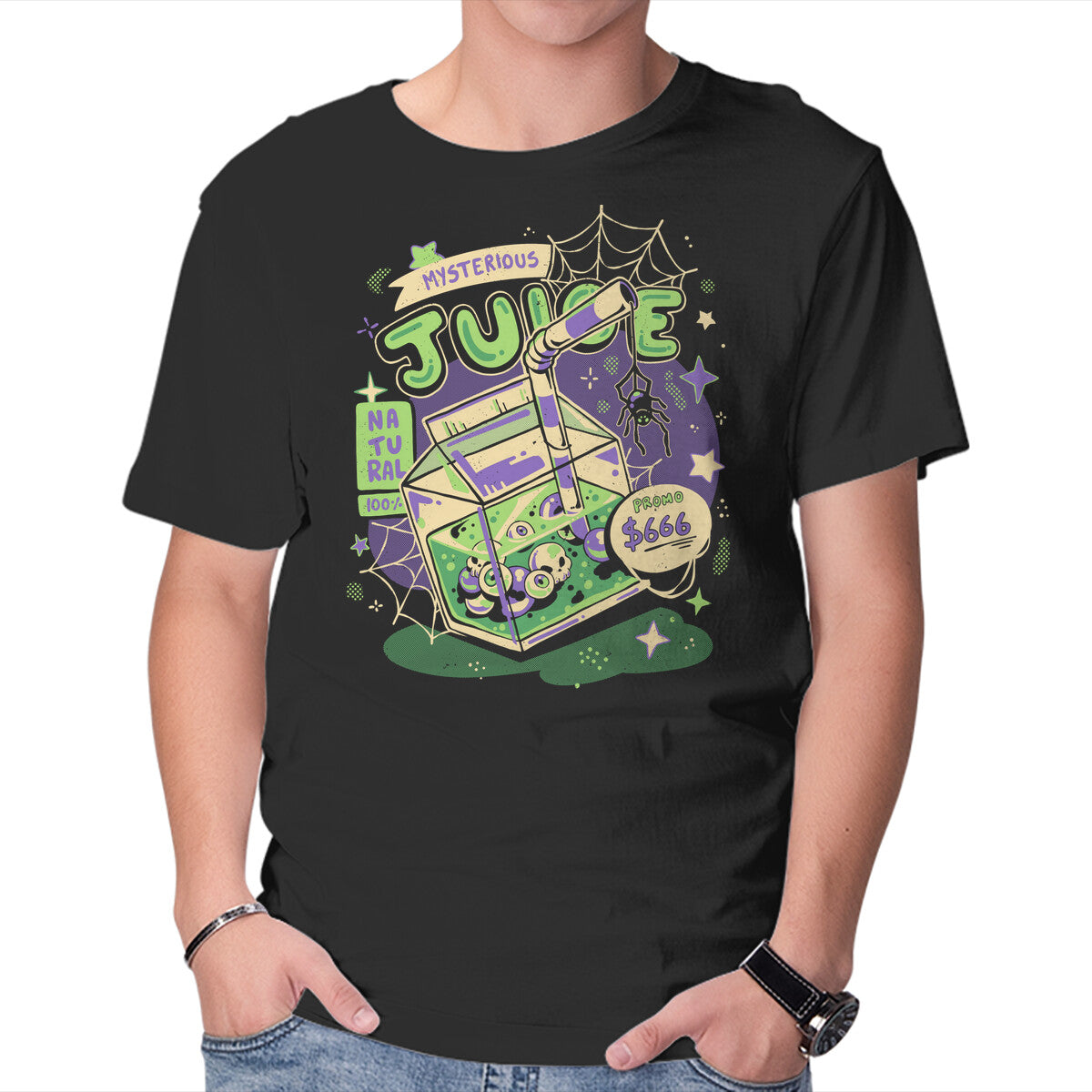Unisex Crew Neck T-Shirt Mysterious Juice Graphic Short Sleeve Casual Tee S