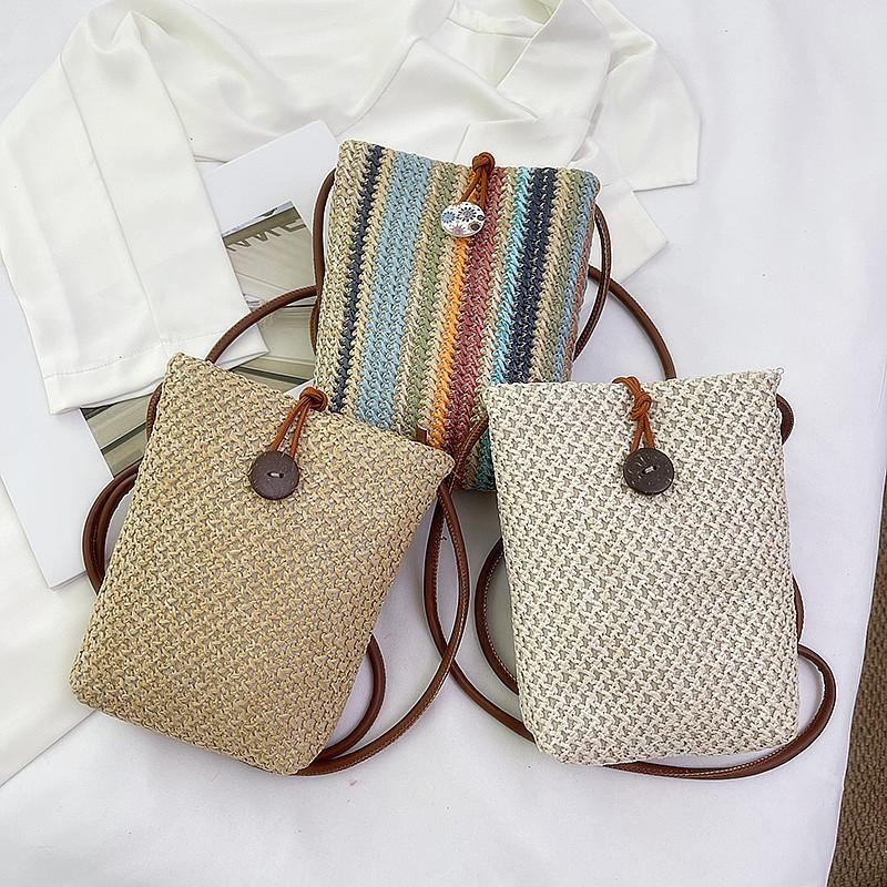 Woven Rainbow Summer Mini Crossbody Bag For Beach Vacation And Daily Use