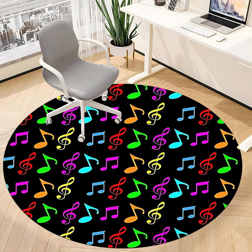 1pc Music Notes Pattern Chair Carpet for Office, Soft, Non-Slip Polyester Mat, Office, Living Room, Bedroom, Durable Polyester Yy251207177