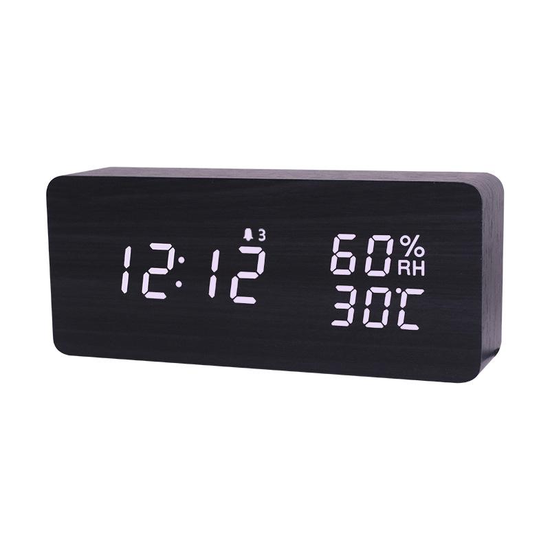 

New Temperature and Humidity Clock Upgraded Version Wooden Snooze Alarm Clock Wooden Electronic Clock Temperature Digital Wooden Clock .