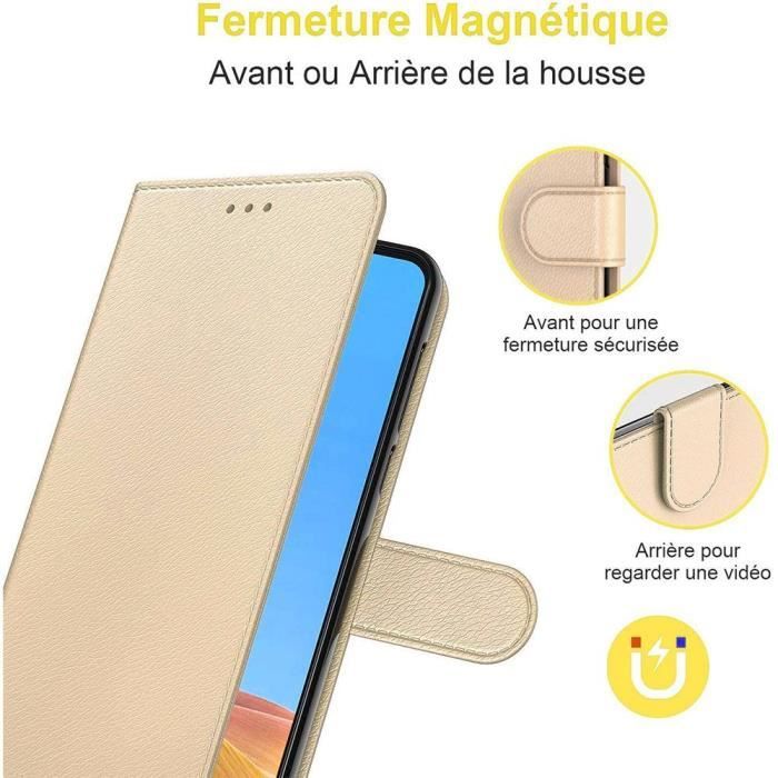 Coque - Samsung - S22 - Doré - Anti-Choc - Effet Cuir Souple