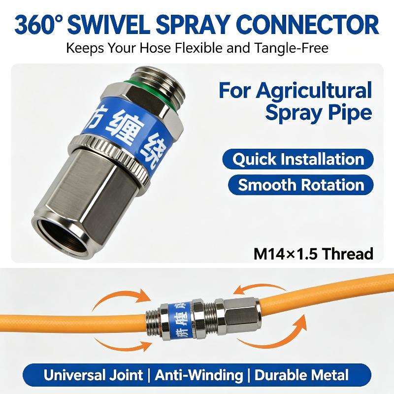 Premium Material 360° Swivel Spray Connector Anti-Winding M14x1.5 Thread 1Pcs for Home Yard Cleaning Hose Joint
