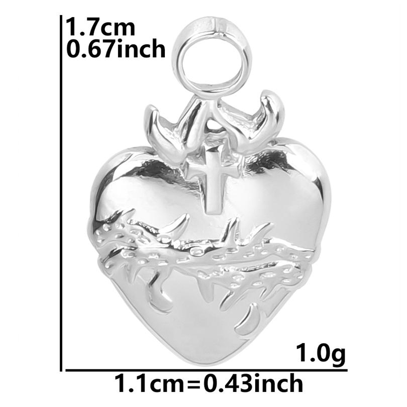High Quality 6pcs Silver Color Heart Charm Stainless Steel Charms For Jewelry Making Pendnat Breloque Acier Inoxydable Materials
