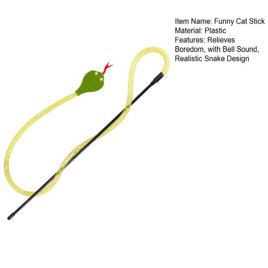 Interactive Teasing Stick with Bell Sound Realistic Snake Design Bite Resistant Relieves Boredom Attractive Cat Toy