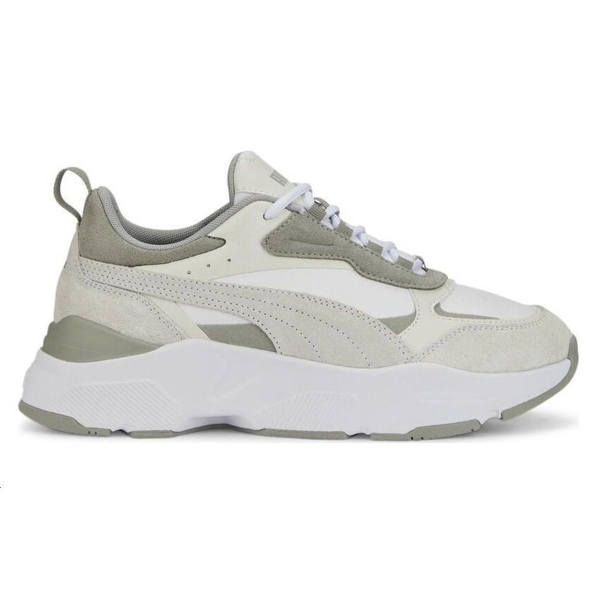 Puma Cassia Mix Weiße, flache, hellgraue Damen-Sneaker 391959-02