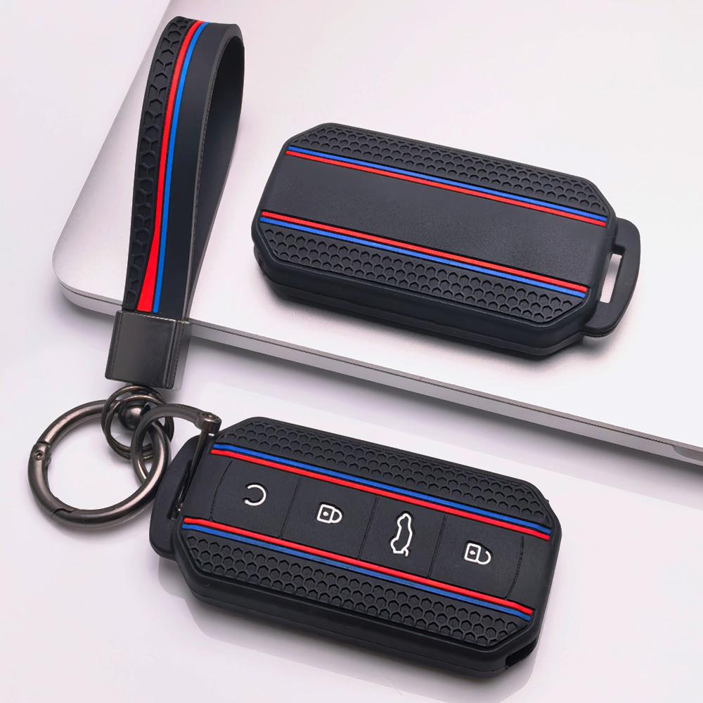 Key Case Cover for Chery Omoda C7 Jaecoo J7 J5 with Keychain Ergonomic Soft Key Shell for 4 Button Chery Smart Car Remote Key Protector