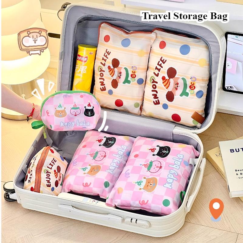 3pcs Travel Cosmetics Storage Bag Girls Large Capacity Cute Kids Clothing Travel Storage Bags Set Organizer Zipper Underwear Bag