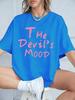 The DevilS Mood Letters Prints TShirts Women Summer Cotton Short Sleeve T Shirt ONeck Comfortable Loose Tops Casual Clothes