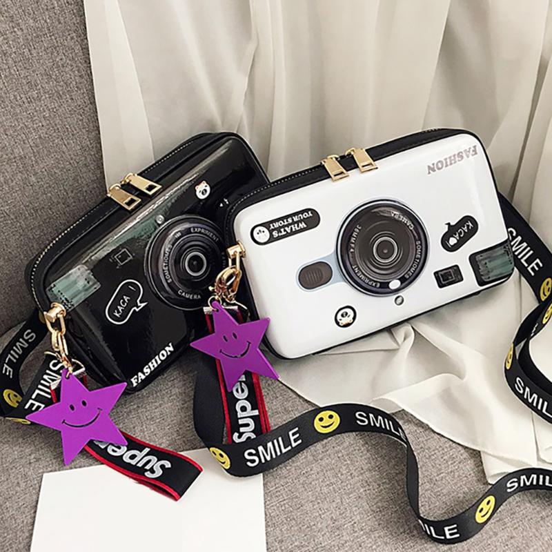 SCIONE Bolsa de Ombro Mini Câmera 2025 Nova PU Pintada Bolsa Fofa para Menina Moda Personalidade Coringa Bolsa Transversal