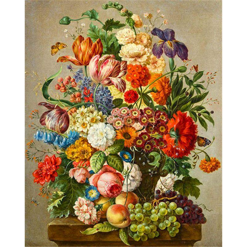 CHENISTORYNO Flower Picture Diy Painting By Numbers Kits Acrylic Canvas Painting Drawing Coloring By Numbers For Adults Diy Gift