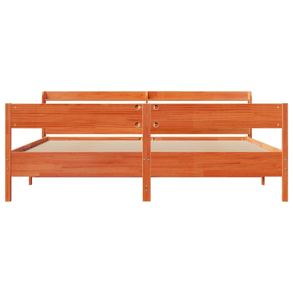 Vidaxl Bed Without Mattress, Waxed Brown, 200X200 Cm, Pine Wood