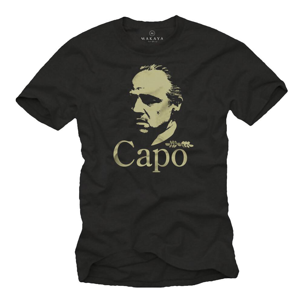 Retro Mafia Gangster Mens T-Shirt with Godfather Capo - Mens Godfather Movie Shirt- L