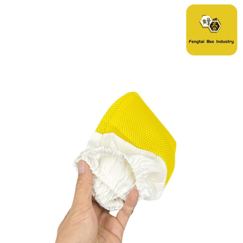 Žluté včelařské rukavice z ovčí kůže proti žihadlům s dlouhou síťovanou ochranou