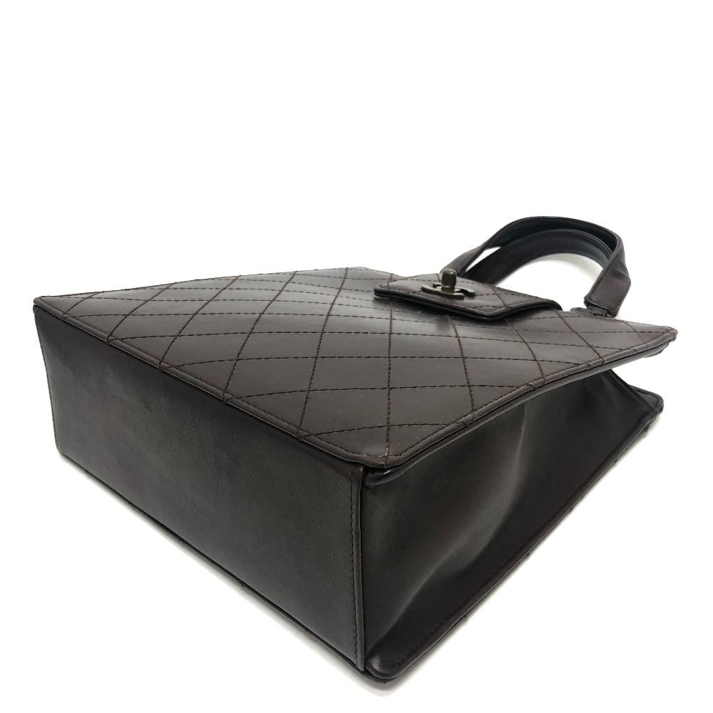 CHANEL Matelasse Turn lock Handbag Bag Backpack Hand Bag Calfskin Brown